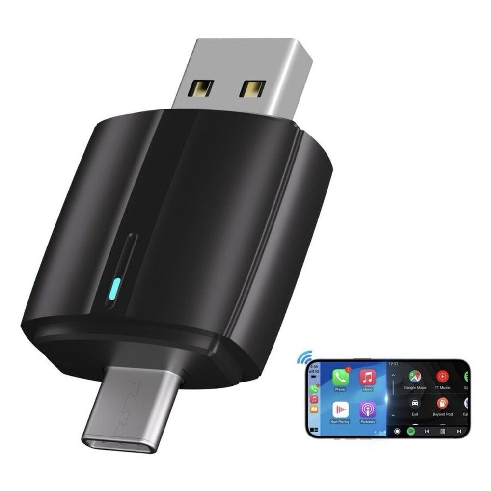 Wireless CarPlay Android Auto Adapter: 2 in 1 Car Dongle with USB Type-C...